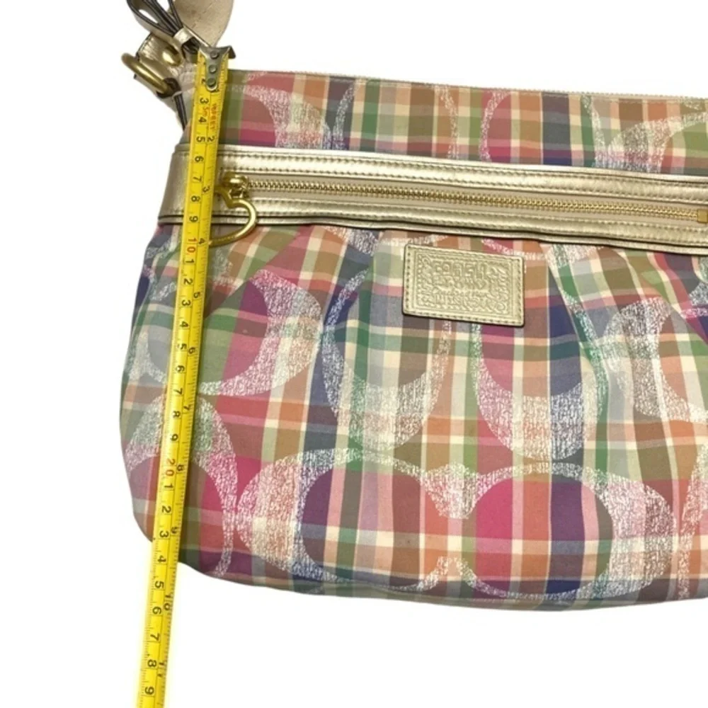 Coach Poppy Daisy Madras Pastel Tartan Plaid Crossbody Purse F22146